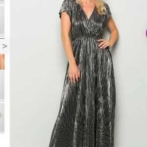 Metallic Pleated Black Maxi Dress, See and Be Seen, Baltic Born, Formal Dress
